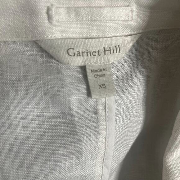 Garnet Hill White Linen Blazer Womens XS Lightweight Roll-Sleeve Single-Breasted - Picture 4 of 11